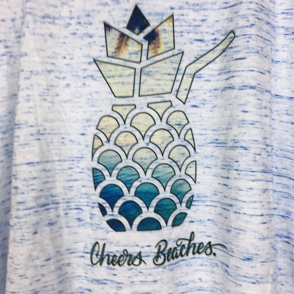 CHEERS BEACHES Tank Top Racerback Pineapple Space Dye Vacay Vacation Size XL - Picture 3 of 7